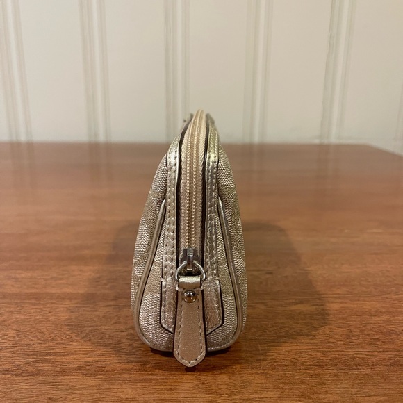 Coach Cosmetic Bag Tan with Gold Trim - Like New - Picture 5 of 6